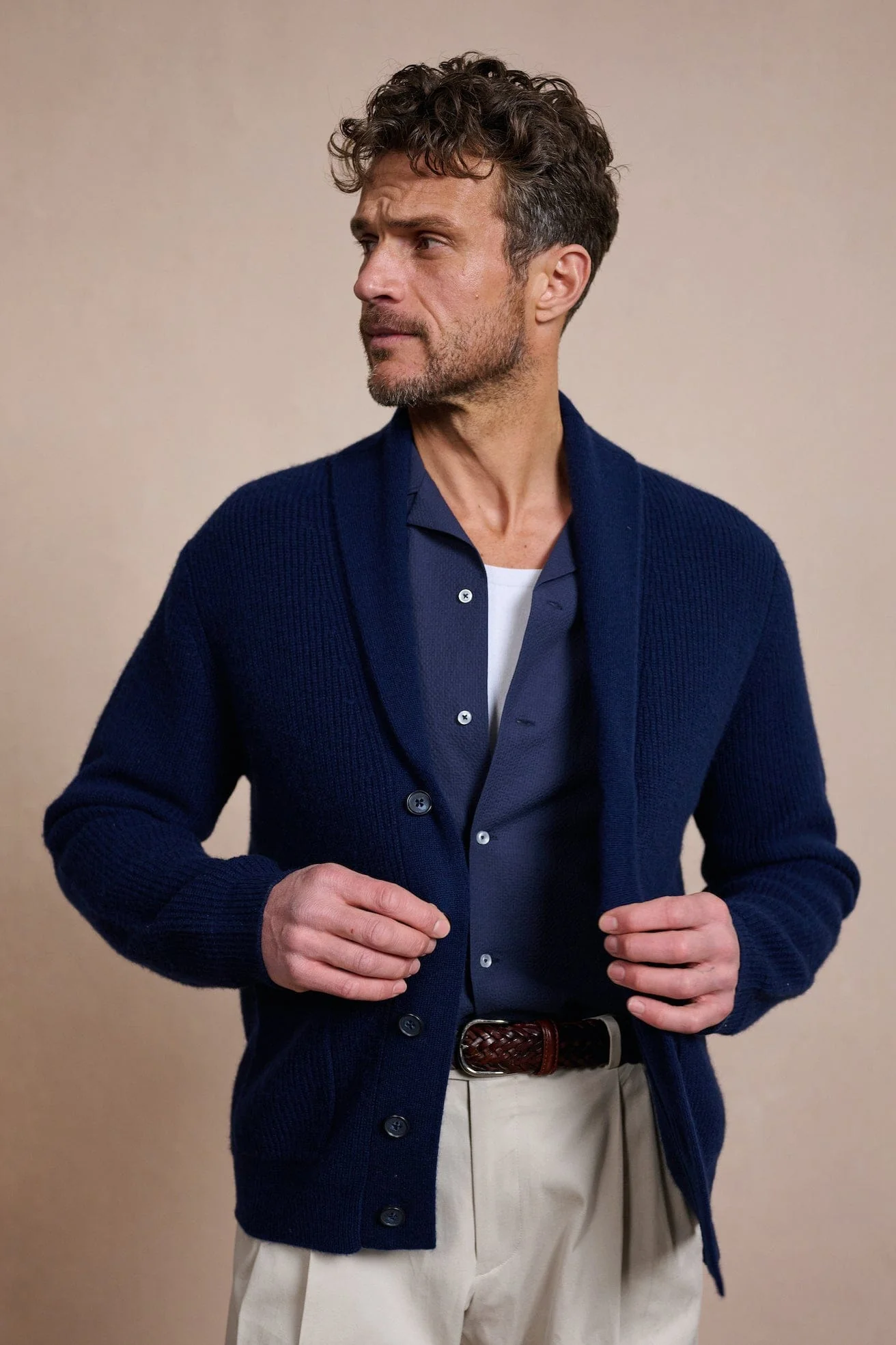 Made-to-Measure Cashmere Shawl Cardigan Sweater - Image 20