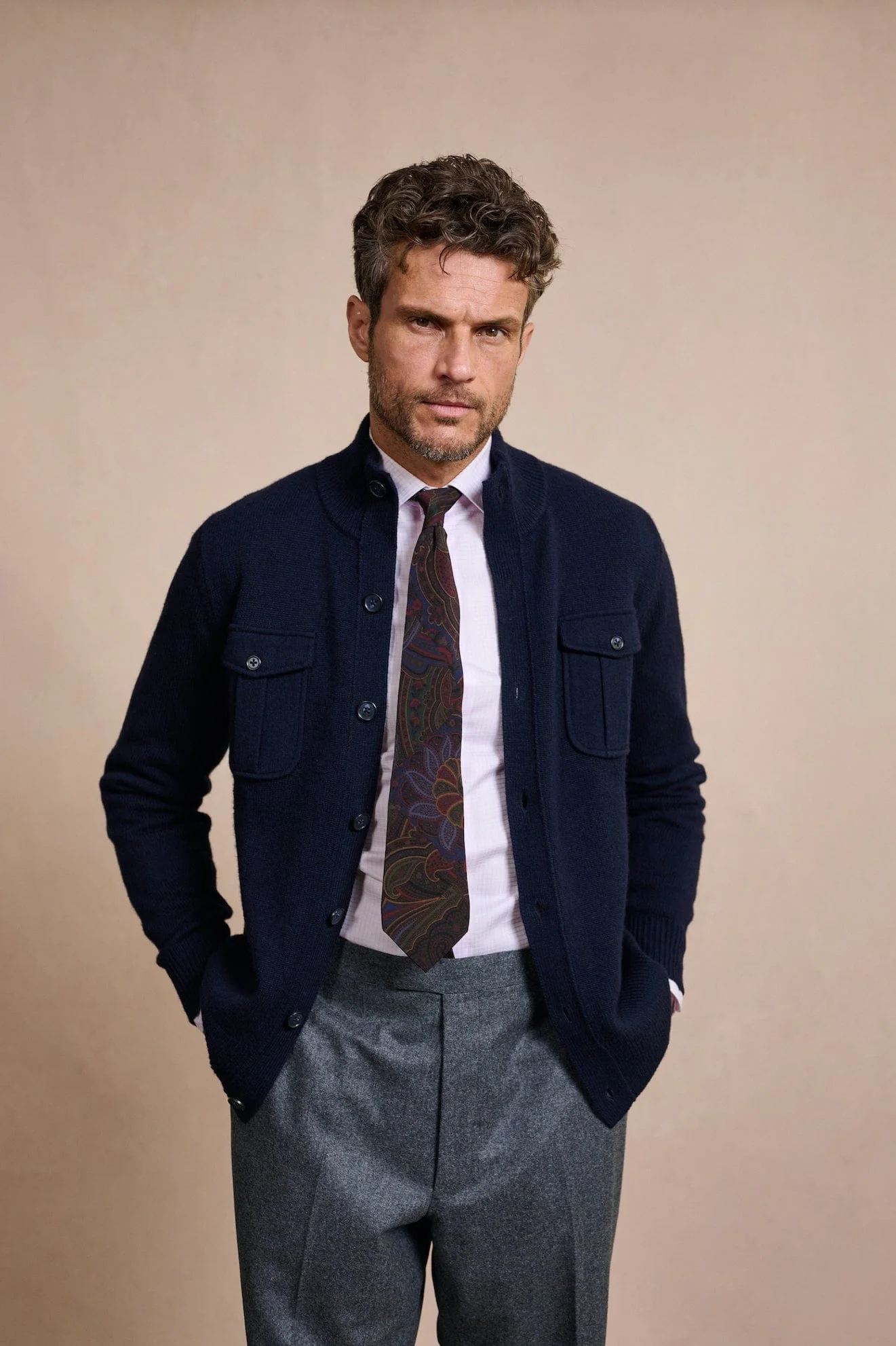 Made-to-Measure Wool & Cashmere Field Cardigan - Image 14