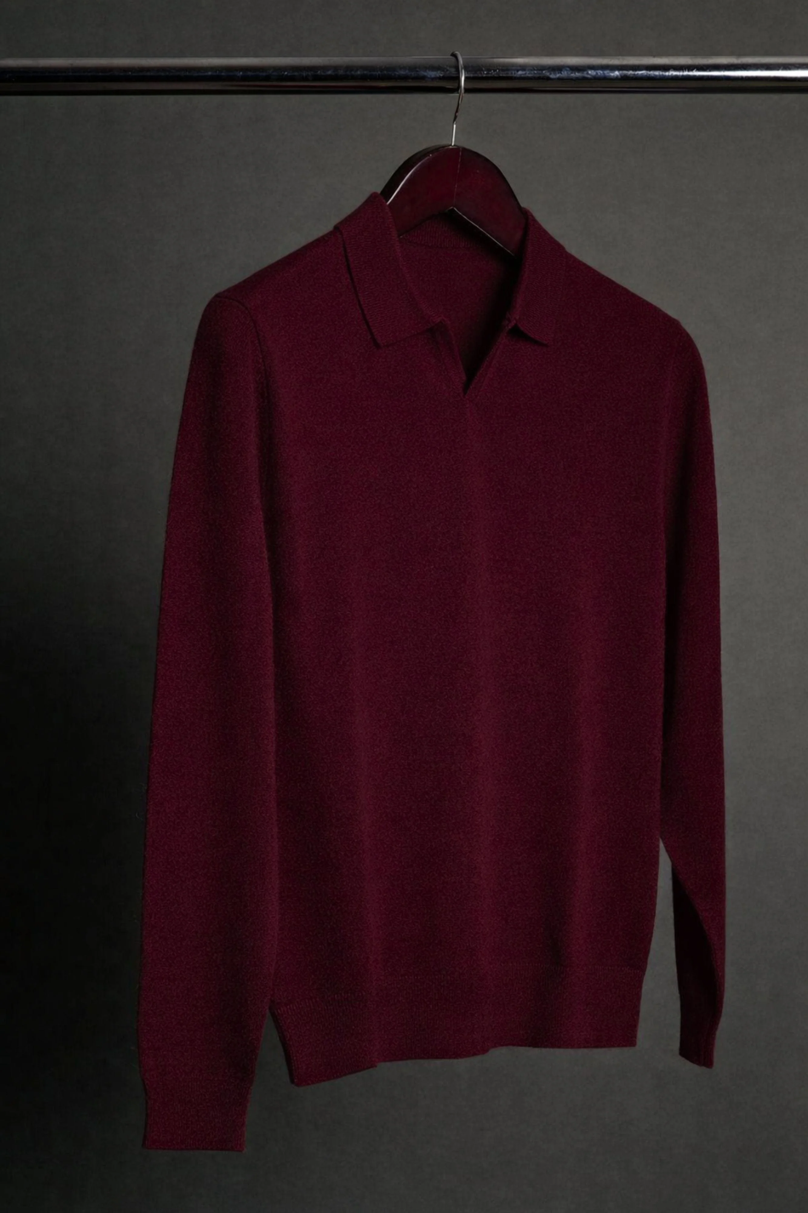 Made-to-Measure Wool & Cashmere V-Neck Polo - Image 10