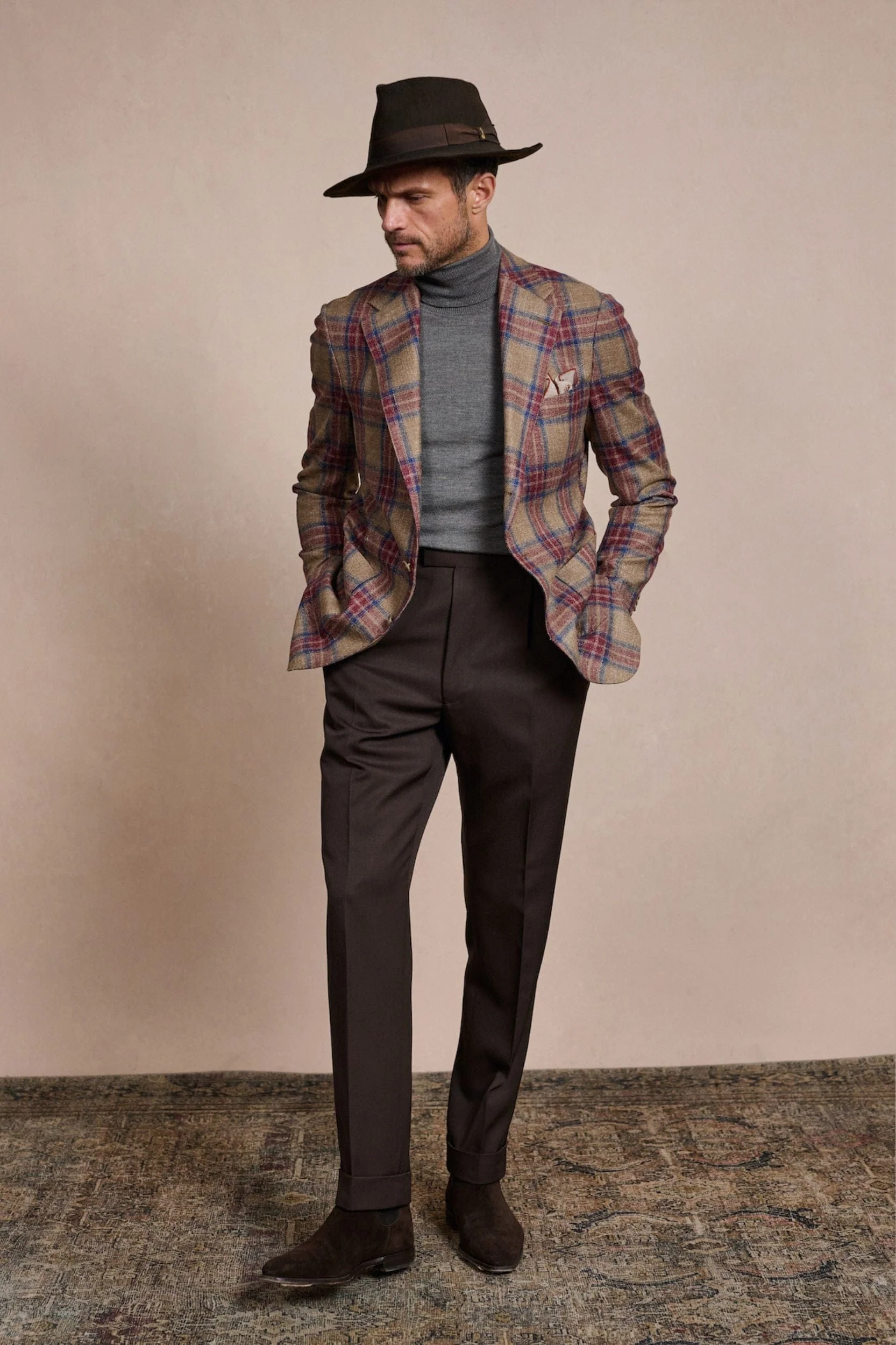 Wool, Silk & Linen Strong Plaid Jacket - Image 7